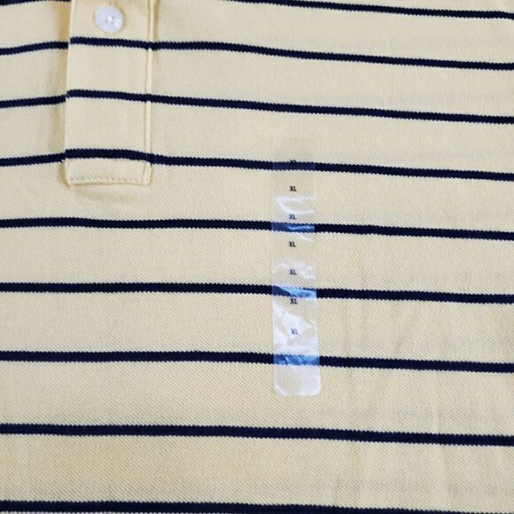 Gap Shirt Men XL Yellow Striped Polo Golf Performance Short Sleeve High Low Slit - Picture 5 of 8